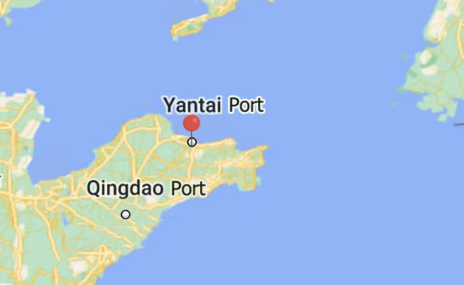 location of Metaco near Yantai port and Qingdao port