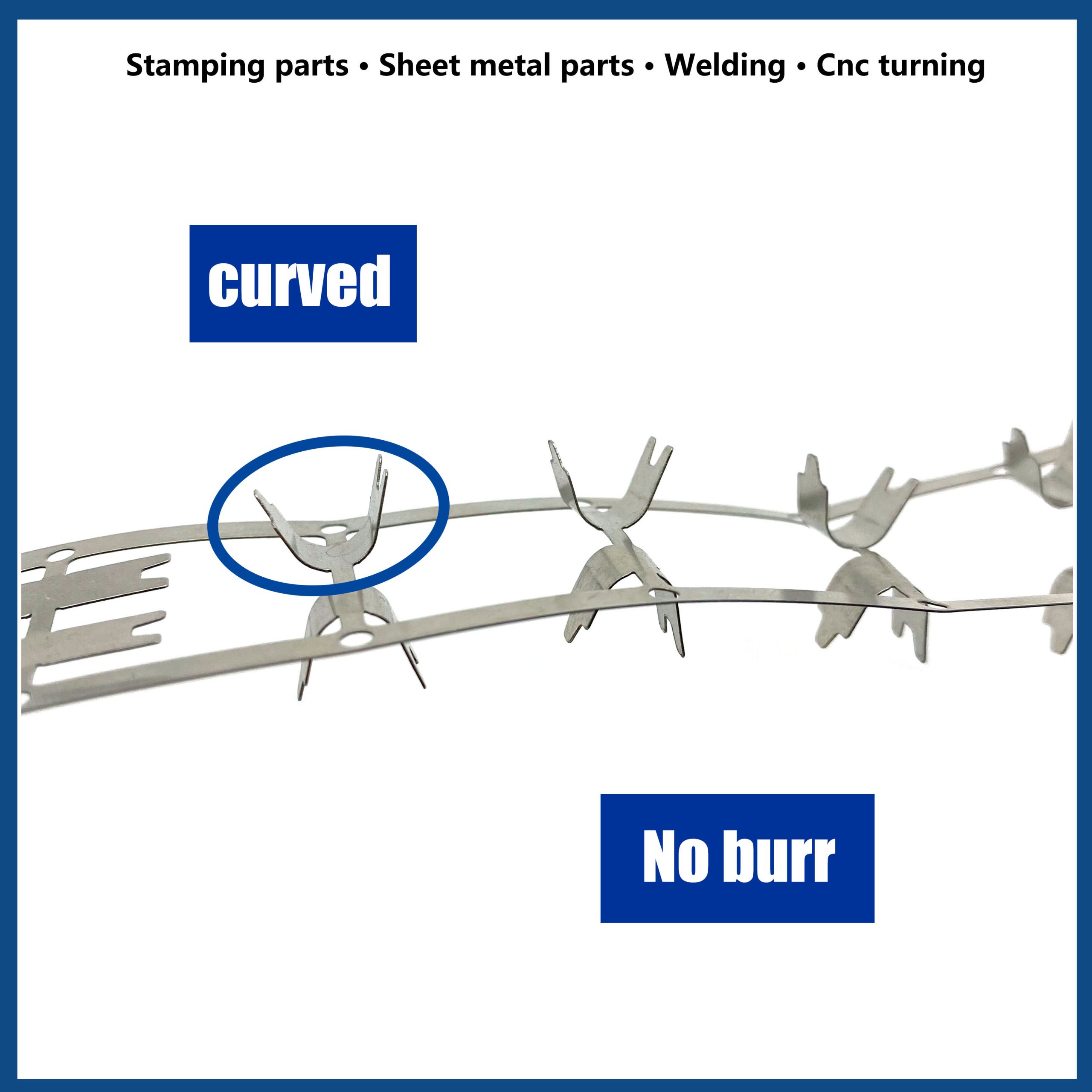 curved shape of each rivet ring no burr