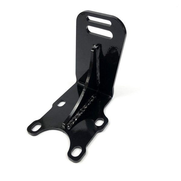 vehicle retrofit bracket weldment in smooth flat black powder coat