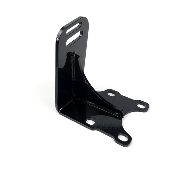 a short vehicle retrofit bracket weldment in smooth flat black powder coat